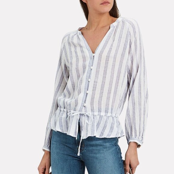 RAILS Marti Cayman Stripe V-Neck Blouse Size Medium - Picture 1 of 12